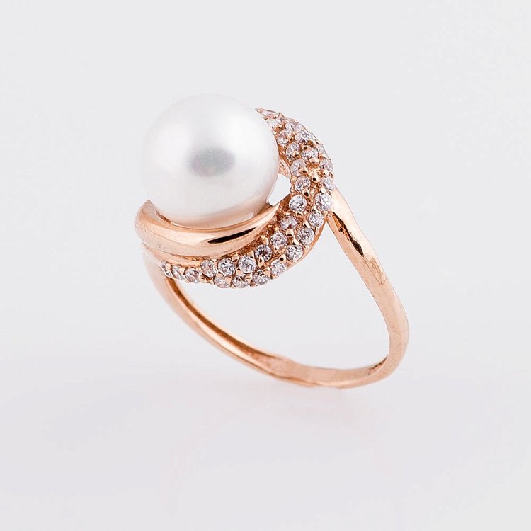 Золота каблучка з фіанітами к01547 від ювелірного магазину Онікс