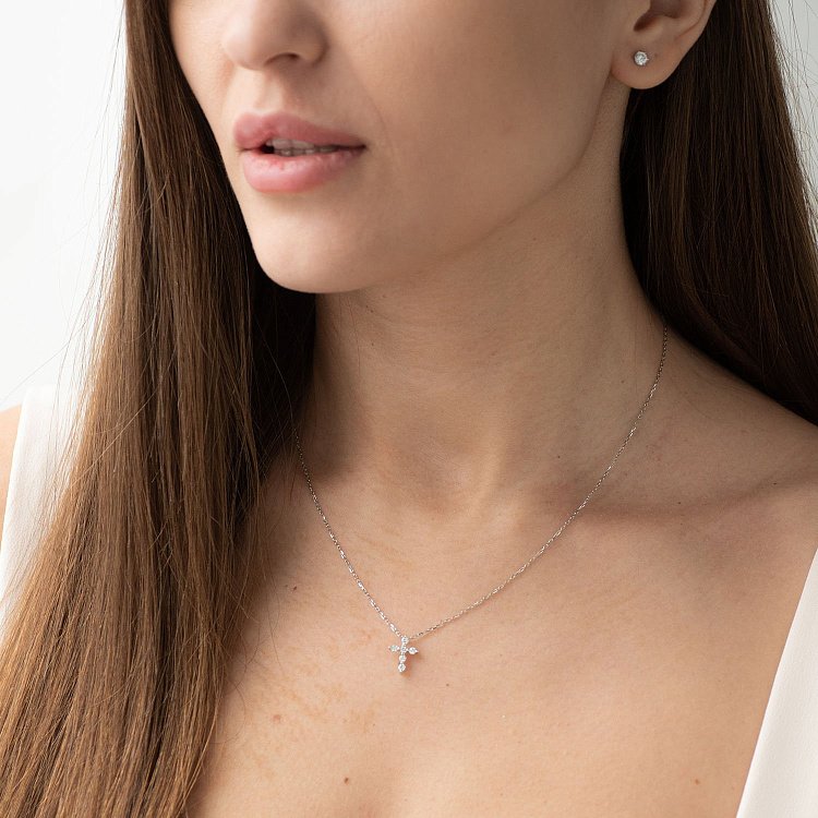 Золотий хрестик (діамант) пб0255di від ювелірного магазину Онікс - 1