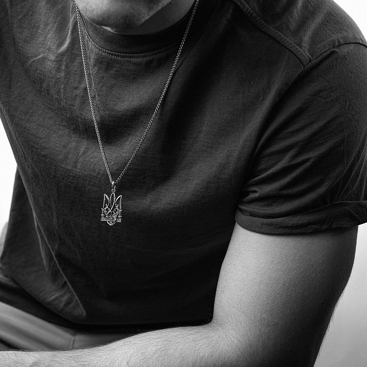 Подвеска "Тризуб с саблями" в белом золоте п04061 от ювелирного магазина Оникс - 2