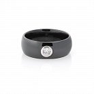 Керамическое кольцо с серебряной вставкой (фианит) 112048 от ювелирного магазина Оникс - 2