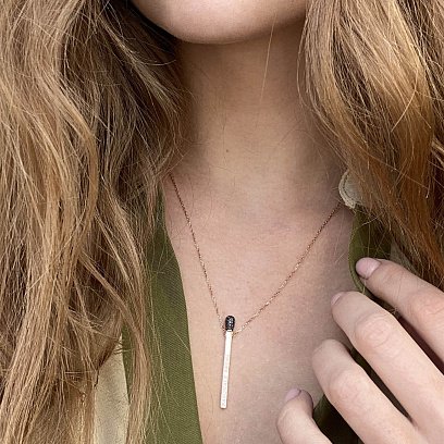 Золотое колье "Спичка" (черные фианиты) кол01468 №6