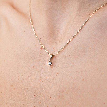 Золотой кулон с фианитом п03126 №3