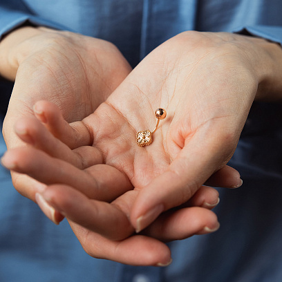 Золотий пірсинг у пупок "Конюшина" пир00282 №2