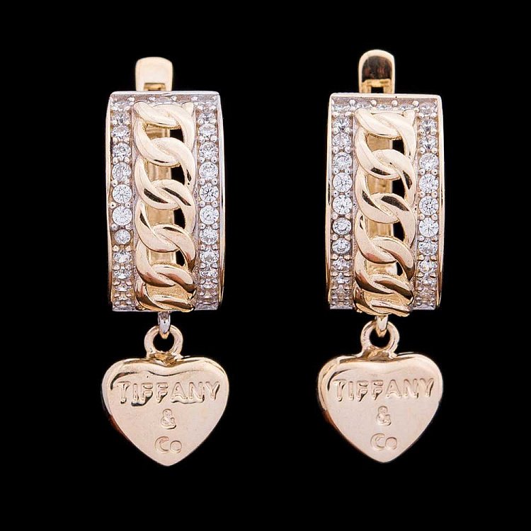 Золоті сережки з фіанітами с04253 від ювелірного магазину Онікс - 2