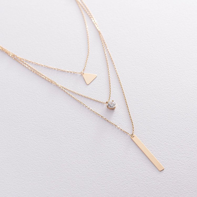 Золоте кольє Геометрія (фіаніт) кол01788 від ювелірного магазину Онікс - 1