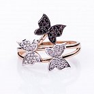 Золотое кольцо "Бабочки" с фианитами к05027 от ювелирного магазина Оникс