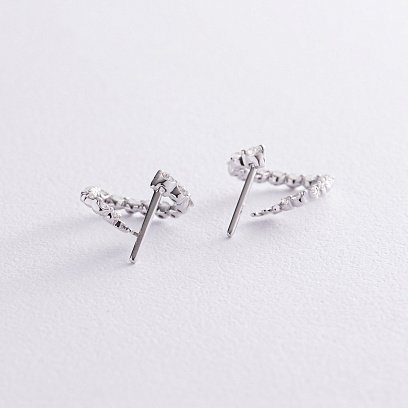 Золоті сережки "Сердечки" з діамантами сб0450nl №4