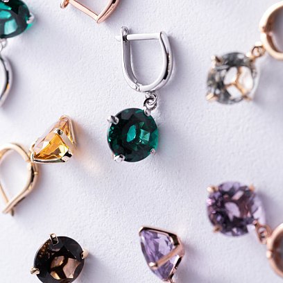 Золотые серьги "Влечение" с аметистом с05299 №8