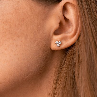 Золотые серьги - пусеты с бриллиантами сб0409nl №4