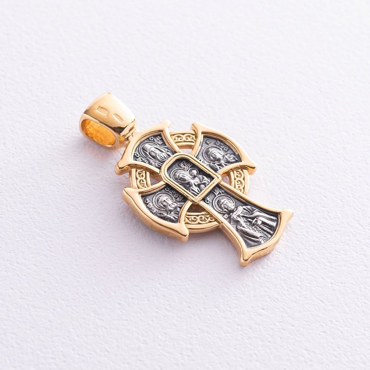 Православный крест "Господь Вседержитель. Икона Божией Матери" 131460 от ювелирного магазина Оникс - 6