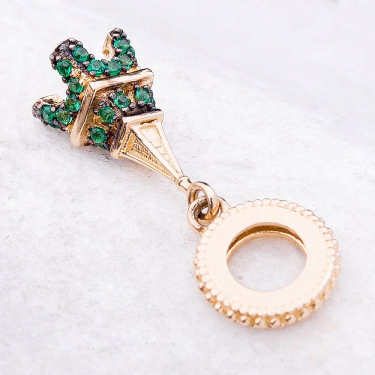 Золотий шарм "Ейфелева вежа" з фіанітами п02382 від ювелірного магазину Онікс - 1