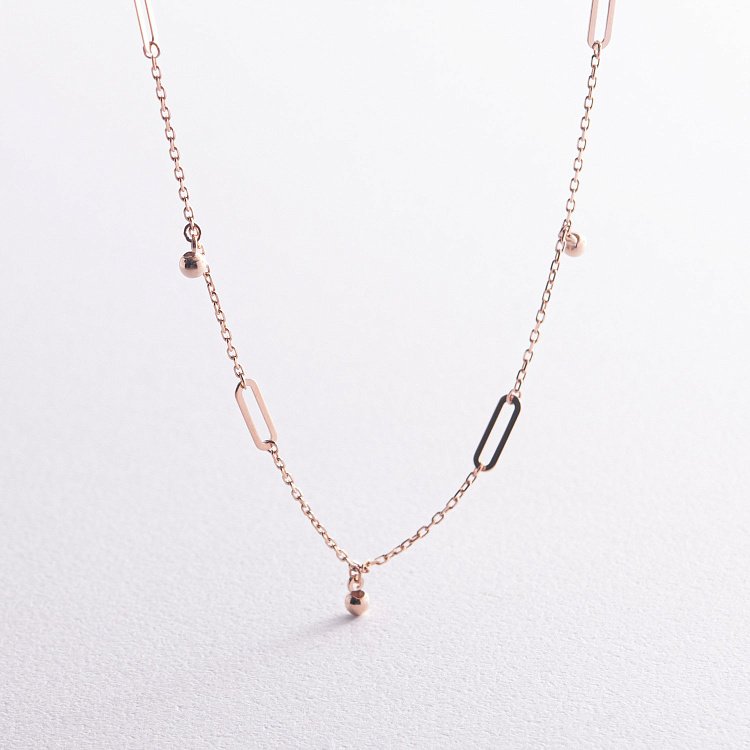 Кольє з кульками у червоному золоті кол02377 від ювелірного магазину Онікс