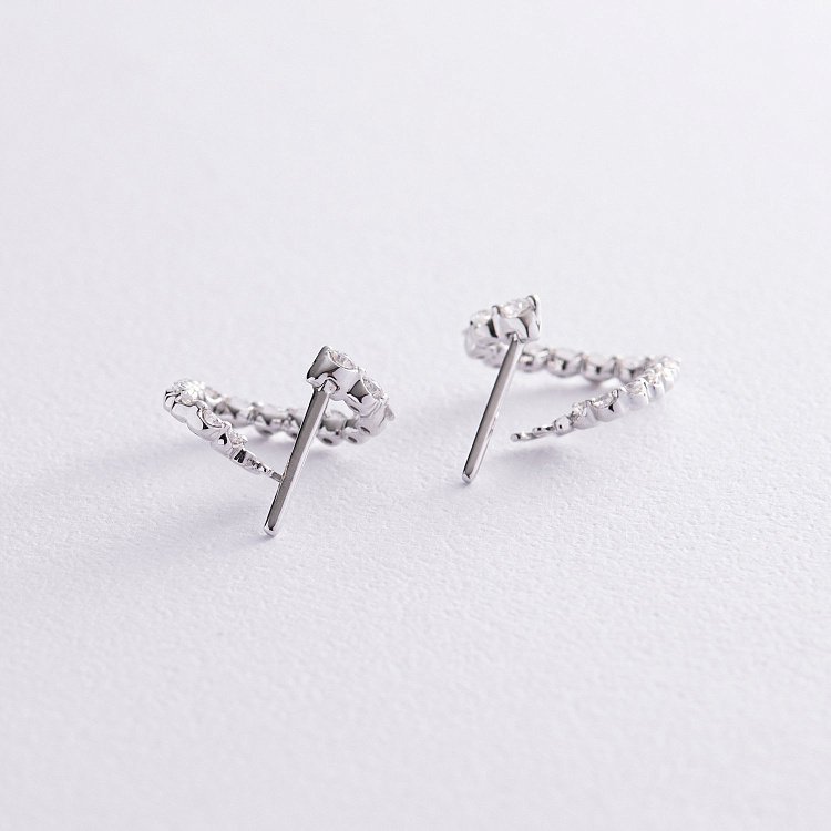 Золоті сережки "Сердечки" з діамантами сб0450nl від ювелірного магазину Онікс - 3