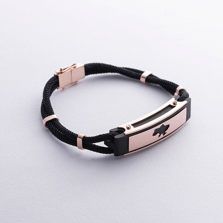 Шовковий браслет "Карта України" із золотими вставками (ебен) 1248 від ювелірного магазину Онікс - 4