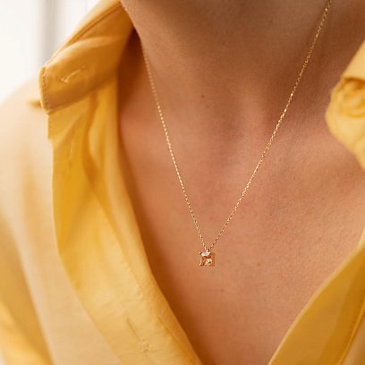 Золоте кольє "Альма" (помаранчевий фіаніт) кол02366 №5