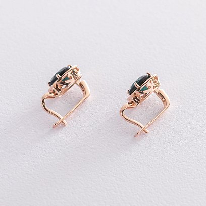 Золотые серьги (фианиты, празиолиты) с05155 №3