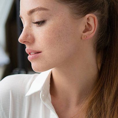 Золотая моносерьга "Шарик" с07716 №2