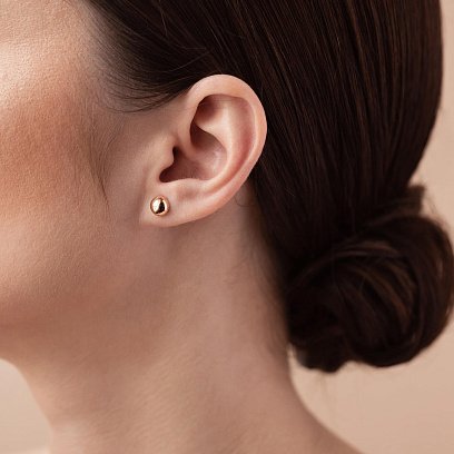 Сережки - пусети "Напівсфера" у червоному золоті (0.7 см) с01570 №6