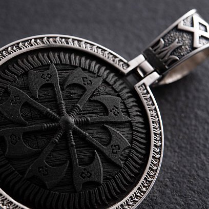 Срібний кулон "Ведмідь" з ебеновим деревом та фіанітами  947 №3