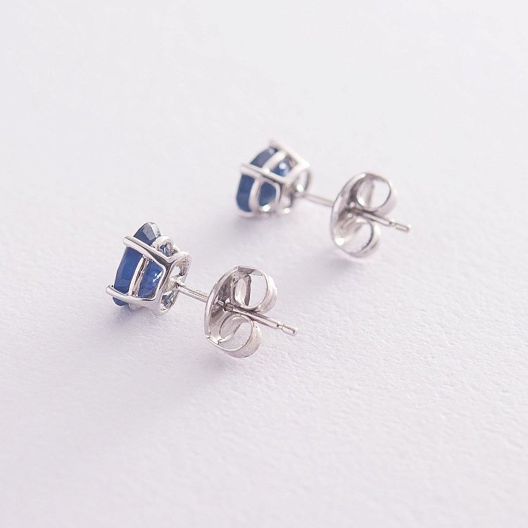 Золоті сережки-пусети з синіми сапфірами MM032259he від ювелірного магазину Онікс - 2