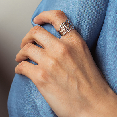 Кольцо "Helen" в белом золоте к08434 №2