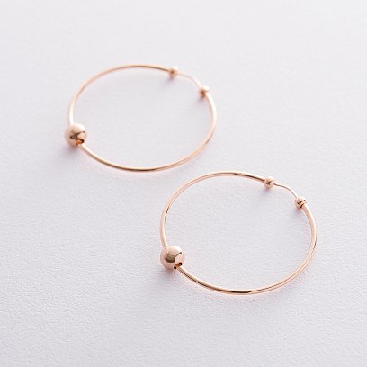 Серьги - кольца Гармония в красном золоте с06693