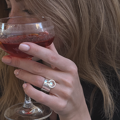 Широкое серебряное кольцо БДСМ 112648 №8