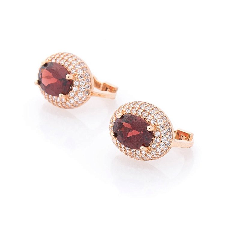 Золоті сережки (піроп, фіаніти) с04199 від ювелірного магазину Онікс