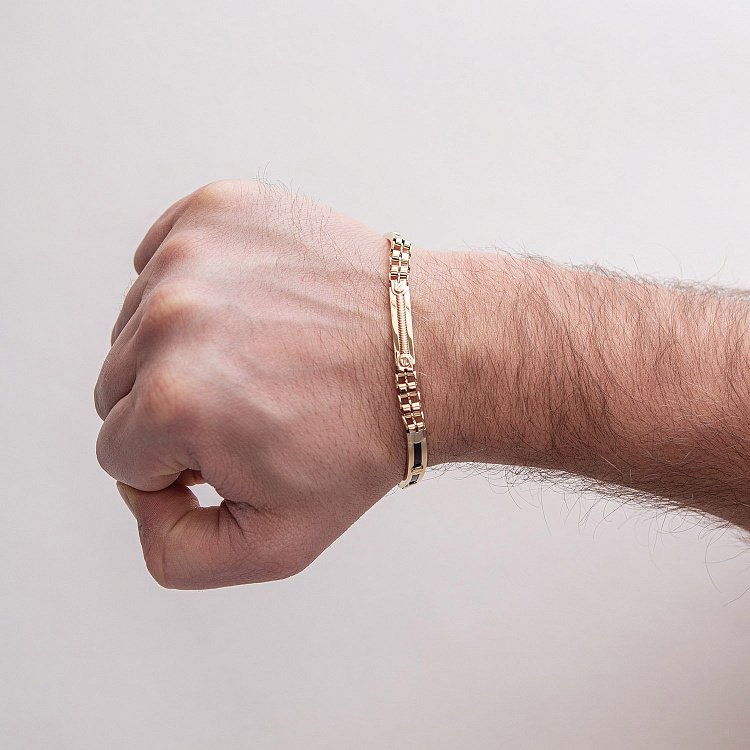 Мужской браслет в желтом золоте (оникс) б05007 от ювелирного магазина Оникс - 1