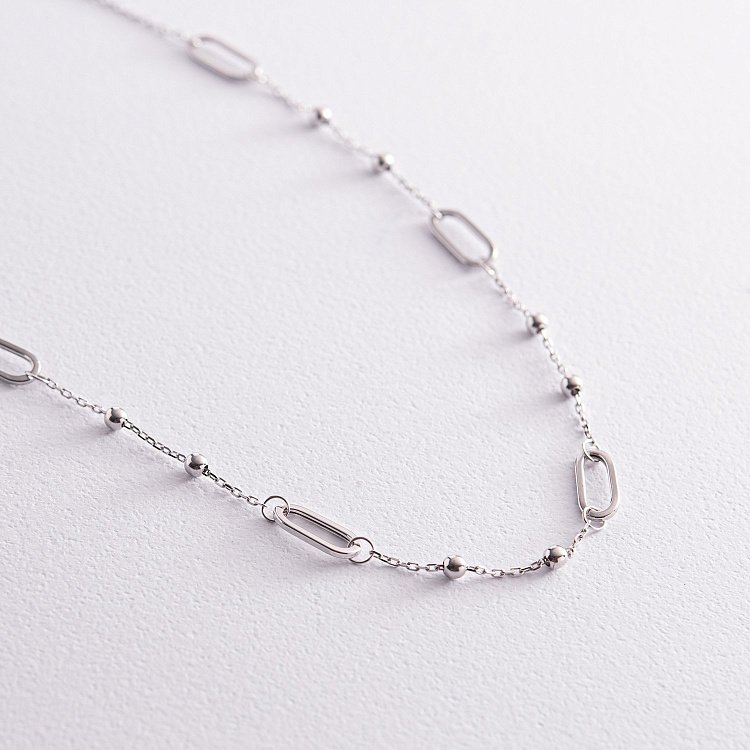 Кольє - ланцюжок "Кульки" у білому золоті кол02255 від ювелірного магазину Онікс - 7