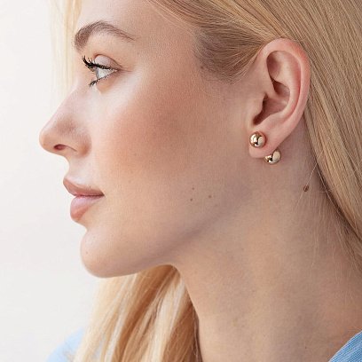 Серьги "Шарики" в красном золоте с02904