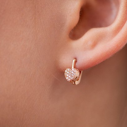 Золотые серьги "Сердечки" с фианитами с05013 №4