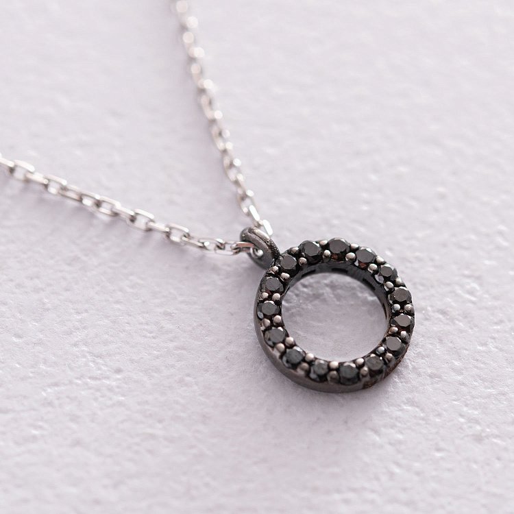 Золоте кольє "Кругообіг" (чорні діаманти) 0.8 см колб0064di від ювелірного магазину Онікс - 5