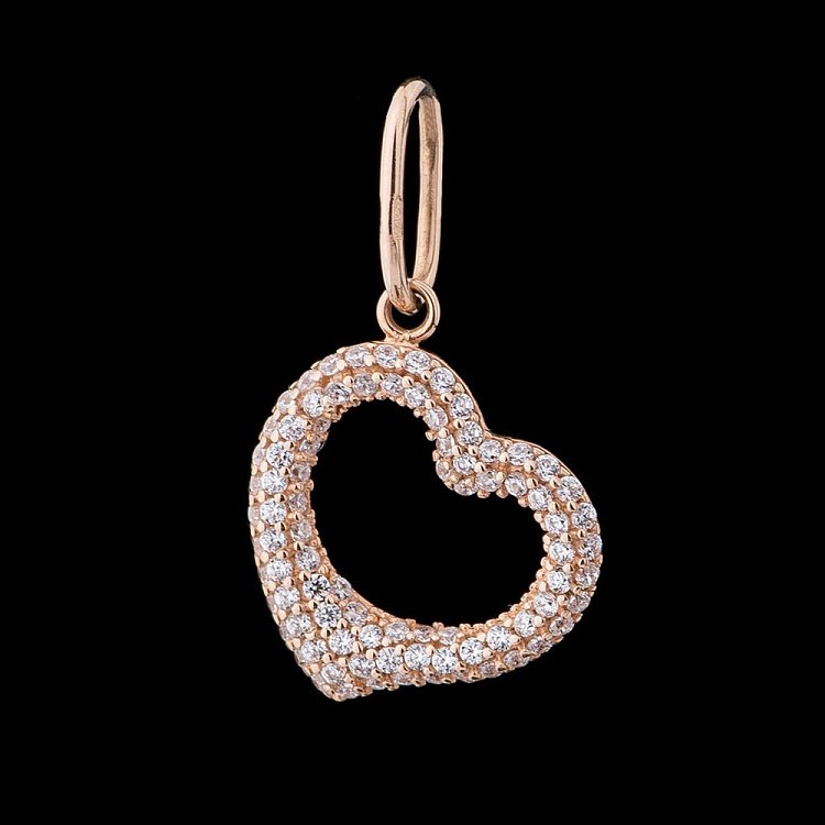 Золотая подвеска "Сердце с фианитами" п02333 от ювелирного магазина Оникс