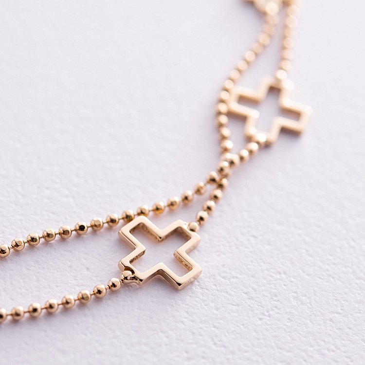 Браслет "Крестики" в желтом золоте б04499 от ювелирного магазина Оникс - 2