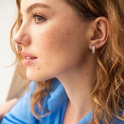 Золотые серьги - кольца с бриллиантами сб0447nl №7