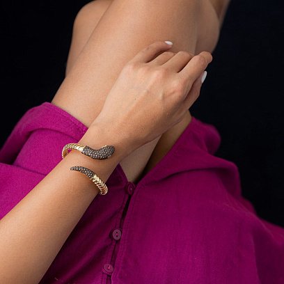 Браслет "Змея" в желтом золоте б04505 №2