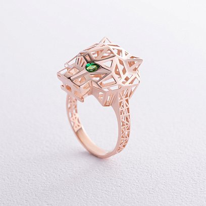 Золотое кольцо "Пантера" с фианитами к07581