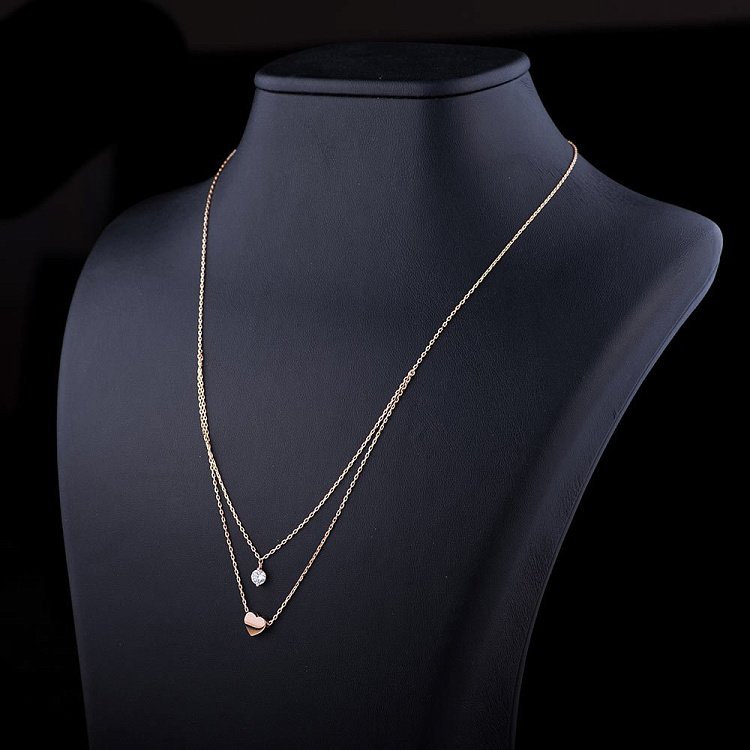 Подвійне золоте кольє з сердечком і камінчиком кол01038 від ювелірного магазину Онікс - 1