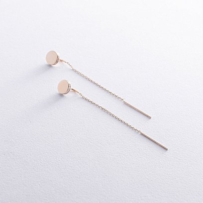 Золотые серьги - протяжки с фианитами с08383 №2