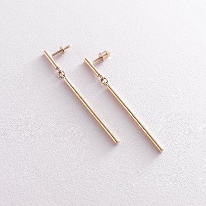 Серьги - пусеты в стиле минимализм (желтое золото) с07047