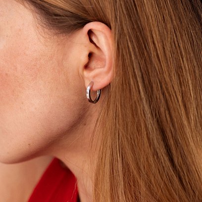 Сережки - кільця в білому золоті с08767 №4