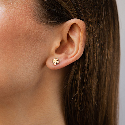 Серьги - пусеты "Клевер" в красном золоте 500064 №4