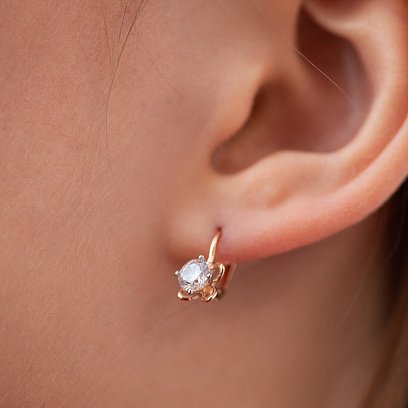 Золотые детские серьги с фианитами с09250 №4