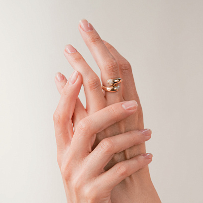 Кольцо "Rosemarie" в красном золоте (фианиты) к08255 №2