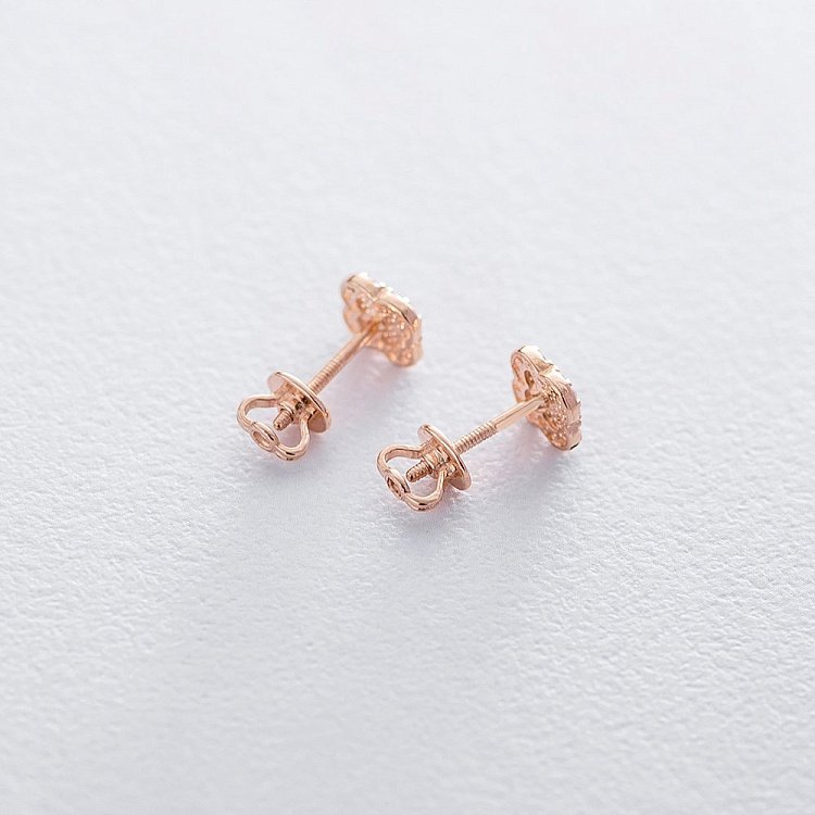 Золоті сережки-пусети "Конюшина" (фіаніт) с06070 від ювелірного магазину Онікс - 2