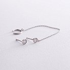 Асиметричні срібні сережки - пусети з фіанітами (сережки - каффа) 902-00898 от ювелирного магазина Оникс - 1