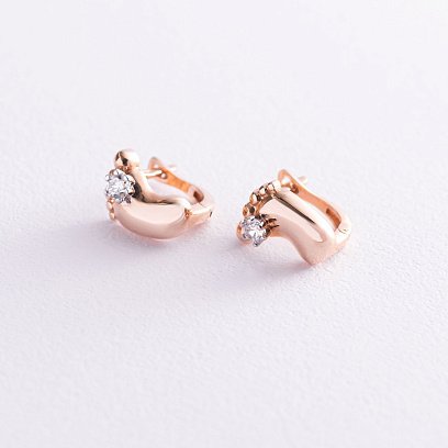 Золотые серьги "Ножки" (фианиты) с03529