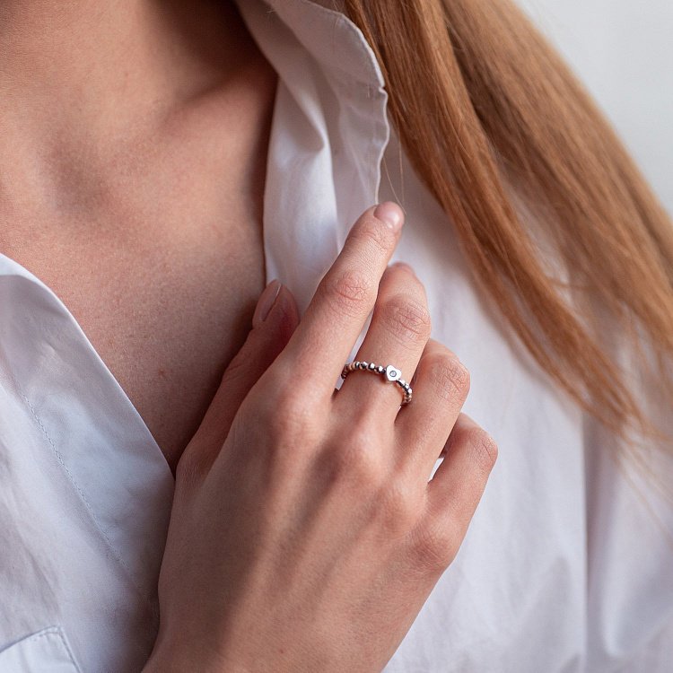 Золотое кольцо с сердечком (фианит) к06181 от ювелирного магазина Оникс - 3