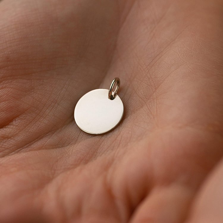 Кулон для гравіювання в жовтому золоті (14 мм) п03522 від ювелірного магазину Онікс - 1